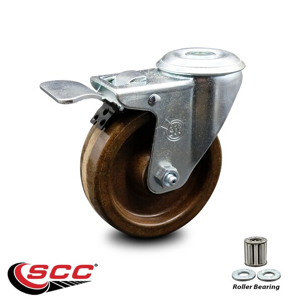 Service Caster 4 Inch High Temp Phenolic Wheel Bolt Hole Caster with Total Lock Brake SCC SCC-BHTTL20S414-PHRHT - main